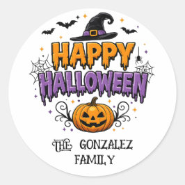 Glad Halloween Familj Rund Klistermärke