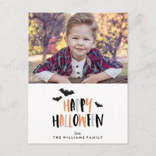 Glad Halloween Familjefoto Meddelande Vykort