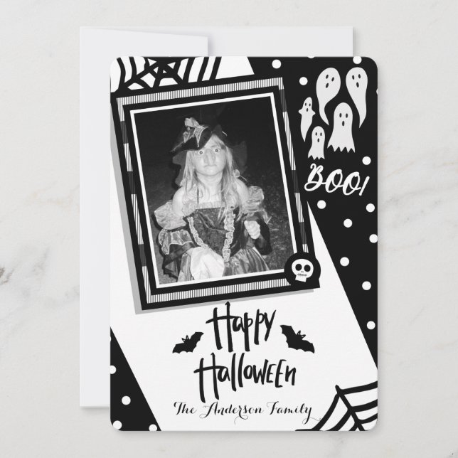Glad Halloween fantastisk svart & vit fotograferin Inbjudningar (Framsida)