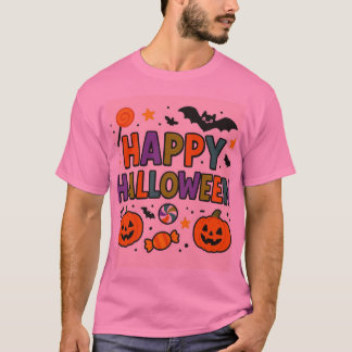 Glad Halloween Färgglad Textdesign för Barn T Shirt