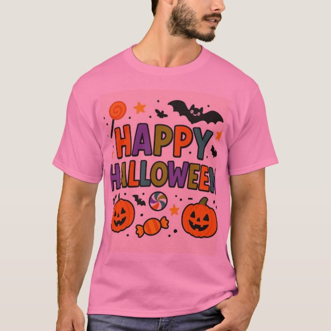 Glad Halloween Färgglad Textdesign för Barn T Shirt (Framsida)