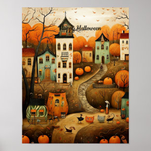 Glad Halloween färgrik illustration Poster