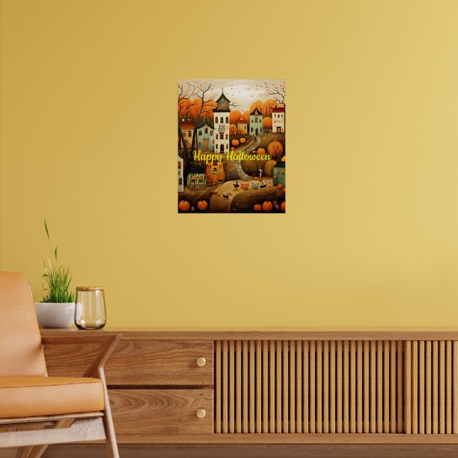 Glad Halloween färgrik illustration Poster (Vardagsrum 2)