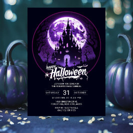 Glad Halloween-fest Invitation | Lila Spöklik Inbjudningar