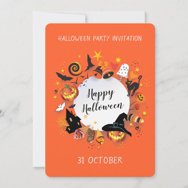 Glad Halloween firande fest Trendig design Julkort (Framsida)