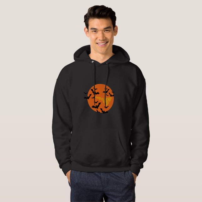 Glad Halloween Fladdermöss & Mån Sweatshirt (Hel framsida)