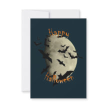 Glad Halloween-fladdermöss och spöklik måne