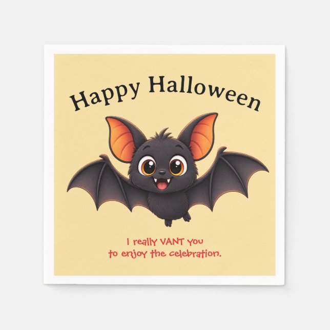 Glad Halloween Fladdermus Anpassad Pappersservett (Framsidan)