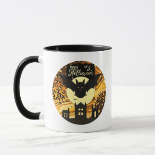 Glad Halloween Fladdermus Fullmåne Halloween Mugg