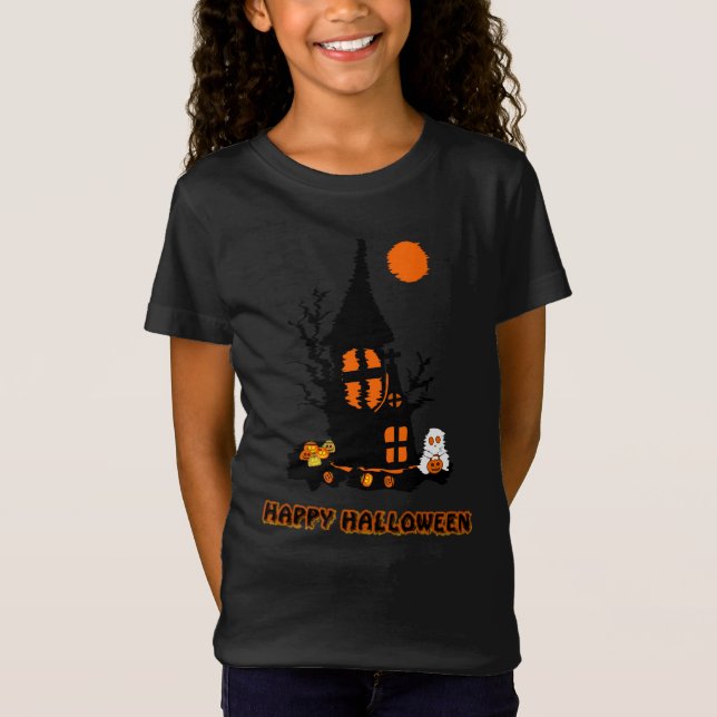 Glad Halloween Flickigt T-Shirt (Framsida)