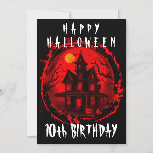 GLAD HALLOWEEN FÖDELSEDAG ANPASSAD FEST  INBJUDNINGAR (Framsida)
