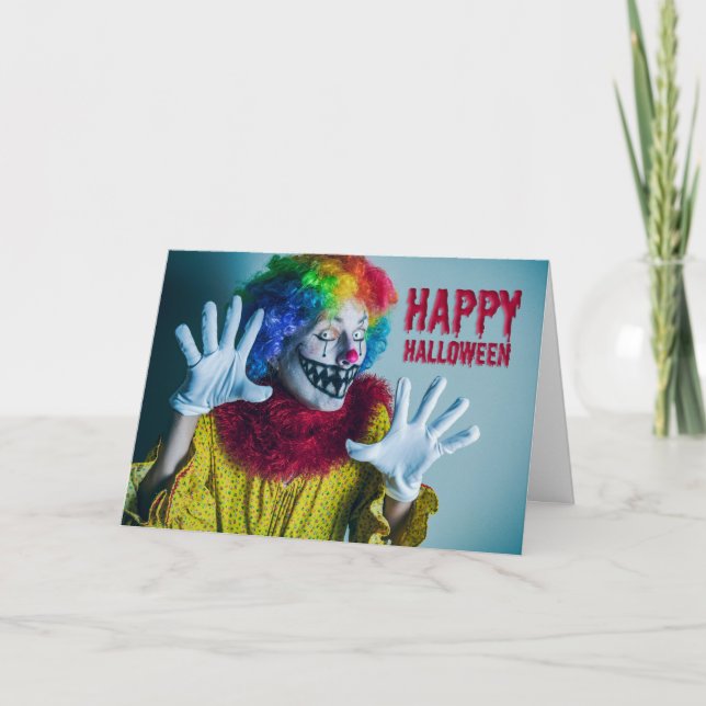 Glad Halloween för alla creepy clown humor  Helgkort (Framsida)
