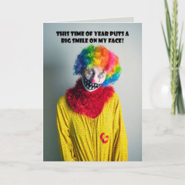 Glad Halloween för alla läsklig clown stort leende Helgkort