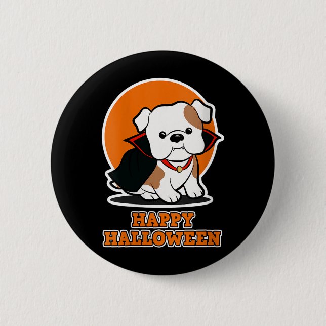 Glad Halloween för hundälskare - Vampyrhund Knapp (Framsida)