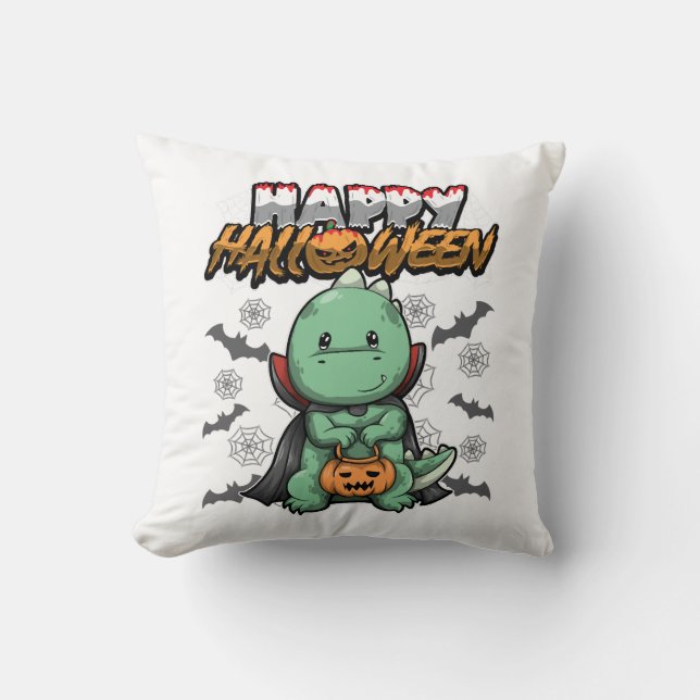 Glad Halloween Förklädd Drak Kudde (Framsida)
