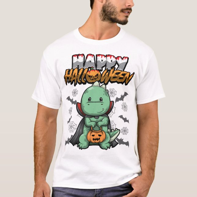 Glad Halloween Förklädd Drak T Shirt (Framsida)