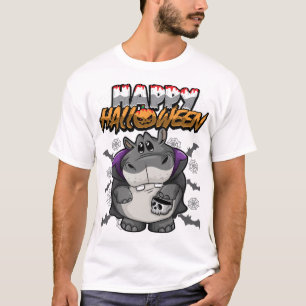 Glad Halloween Förklädd Flodhäst T Shirt