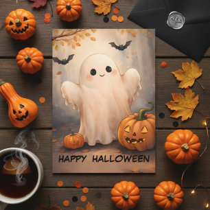 Glad Halloween! Förtjusande Vänlig Spöke & Pumpa Inbjudningar