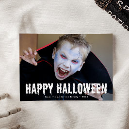 Glad Halloween Foto Med Bloddroppar Julkort