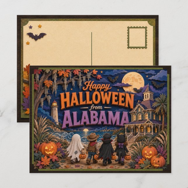 Glad Halloween från Alabama Kids Vykort (Fram/baksida)