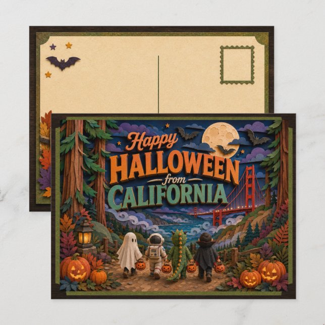 Glad Halloween från California Kids Vykort (Fram/baksida)