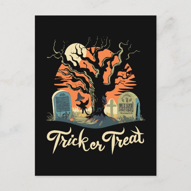 Glad Halloween från din roliga kyrkogård! Vykort (Framsida)