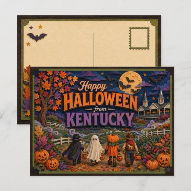Glad Halloween från Kentucky Kids Vykort (Fram/baksida)