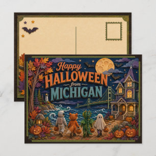 Glad Halloween från Michigan Kids Vykort
