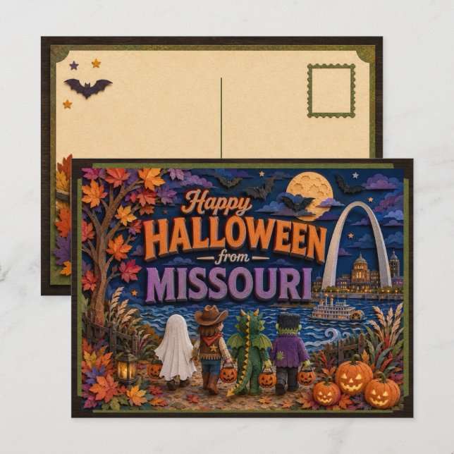 Glad Halloween från Missouri Kids Vykort (Fram/baksida)