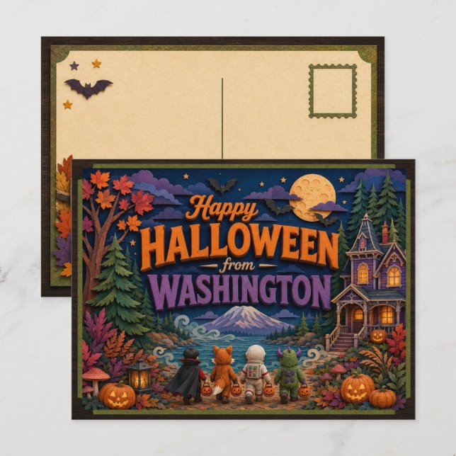 Glad Halloween från Washington Kids Vykort (Fram/baksida)