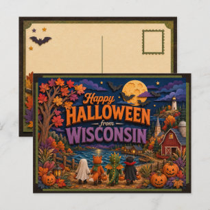 Glad Halloween från Wisconsin Kids Vykort
