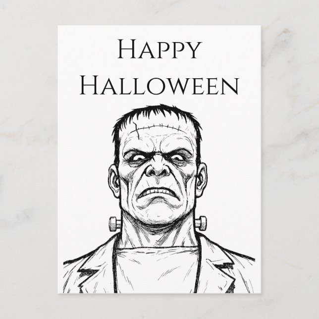 Glad Halloween Frankenstein  Vykort (Framsida)