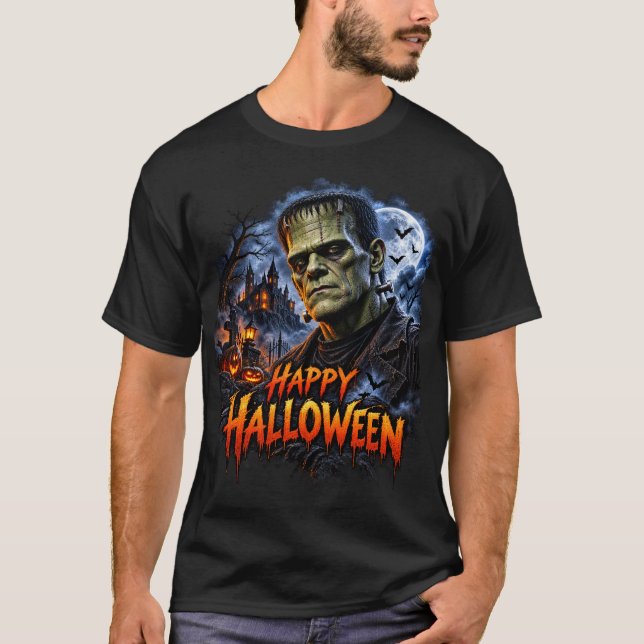 Glad Halloween Frankensteins monster T Shirt (Framsida)