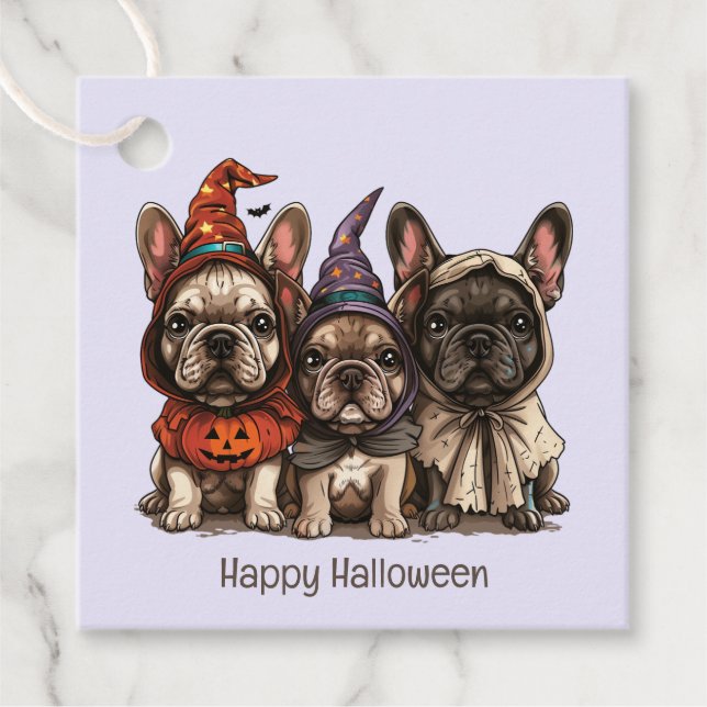 Glad Halloween French Bullhund Gåvor Etiketter (Framsida)