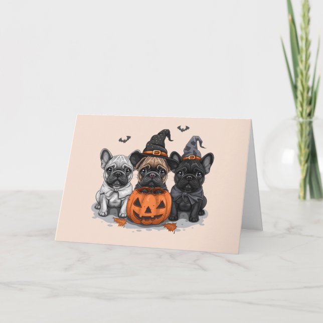 Glad Halloween French Bullhund Kort (Framsida)