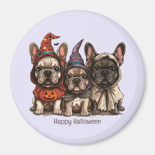 Glad Halloween French Bullhund Magnet (Framsidan)