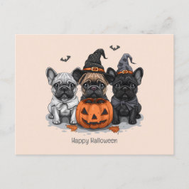 Glad Halloween French Bullhund Vykort