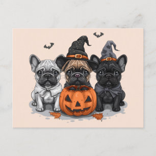Glad Halloween French Bullhund Vykort