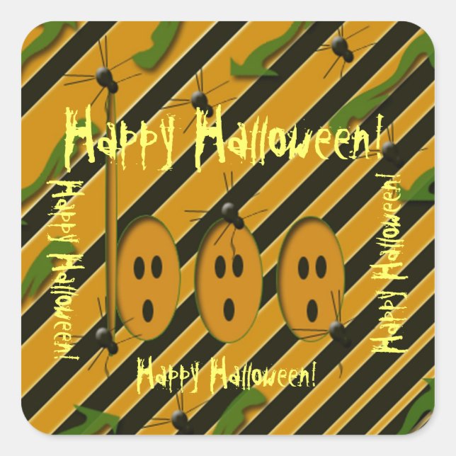 Glad Halloween! Fyrkantigt Klistermärke (Framsida)