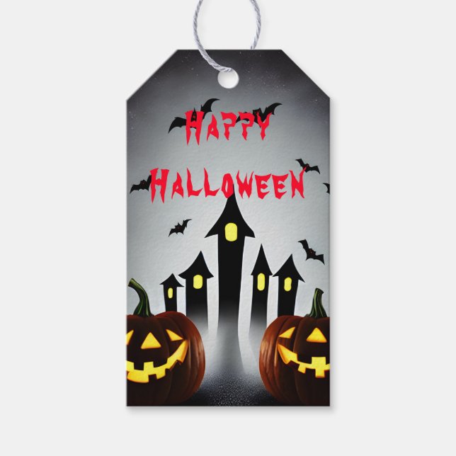 Glad Halloween-gåva Kuslig Jack-o'-lykta Presentetikett (Framsidan)