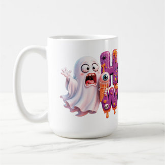 Glad Halloween Godis Drip Text Med Söta Fladdermös Kaffemugg