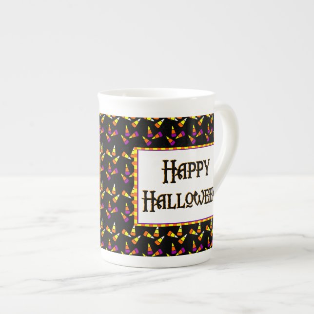Glad Halloween Godis Mönster Mugg Benporslin Mugg (Framsida höger)