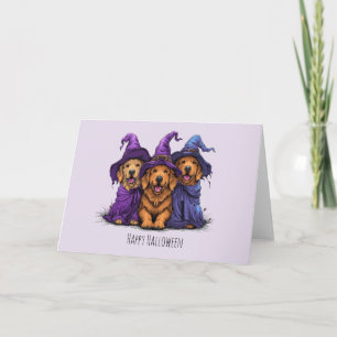 Glad Halloween Golden Retriever Hundar Häxor Kort