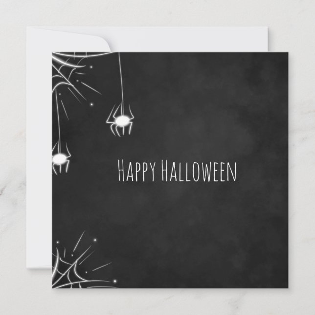 Glad Halloween Grattiskort | Spindel Krita Tack Kort (Framsida)