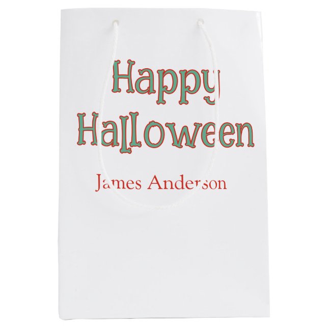 Glad halloween grön orange pastelltrendig modern (Framsidan)