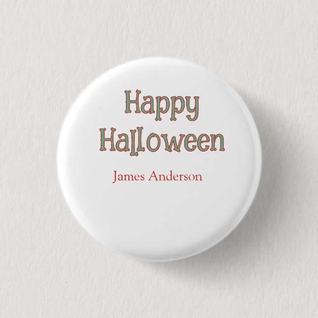 Glad halloween grön orange pastelltrendig modern knapp (Framsida)