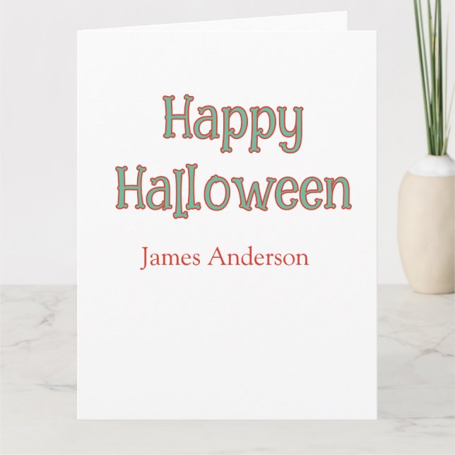 Glad halloween grön orange pastelltrendig modern kort (Framsida)