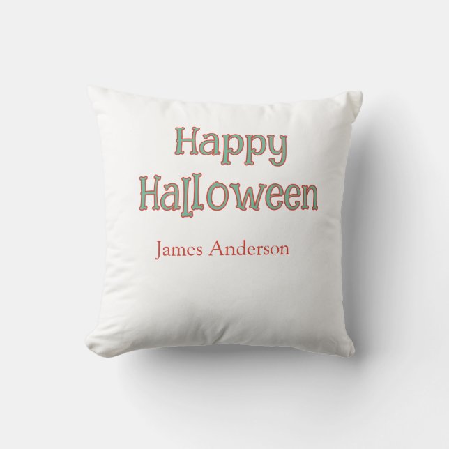 Glad halloween grön orange pastelltrendig modern kudde (Framsida)