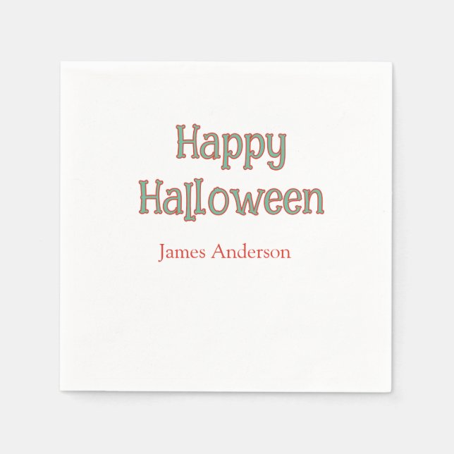 Glad halloween grön orange pastelltrendig modern pappersservett (Framsidan)