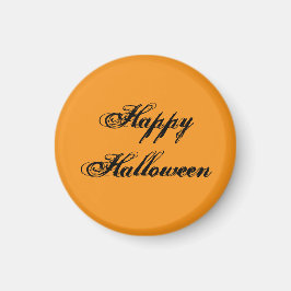 Glad Halloween Handskriven Magnet (Orange & Svart